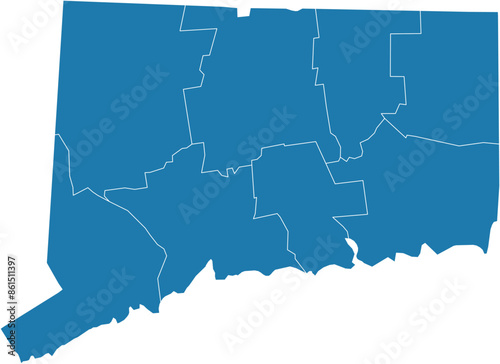 Editable vector file of the counties making up the state of Connecticut, located in the United States.