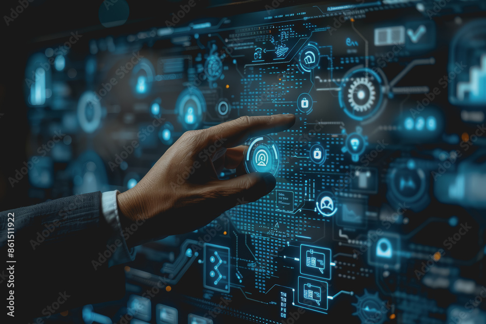 Abstract background of technology with touching hands of a businessman. Abstract background of technology with touching hands of a businessman.