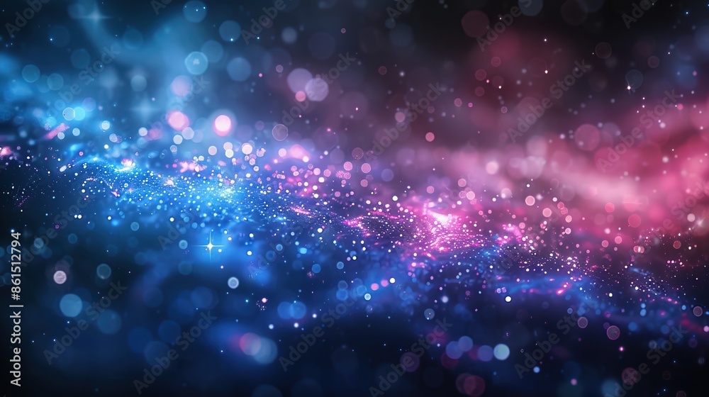 Naklejka premium Galaxy, data transfer technology concept wallpaper texture background banner illustration