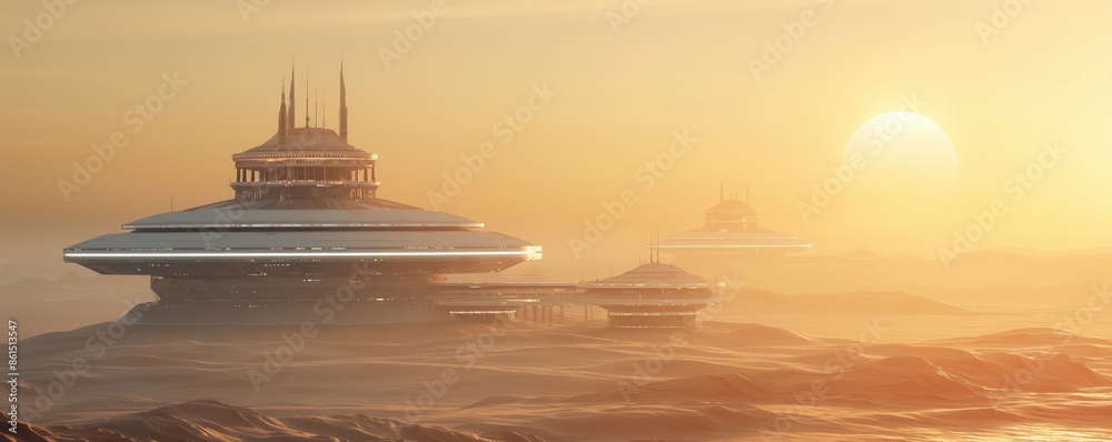 Artist's rendition of a futuristic space colony on Mars