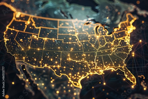 Digital map of USA , connectivity concept
