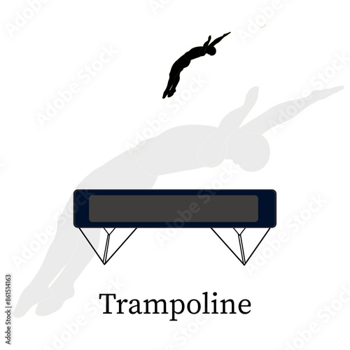Isolated silhouette Trampoline action in transparent background. Vector illustration.