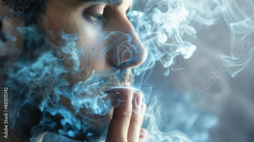Man smoking with visualized lung effects