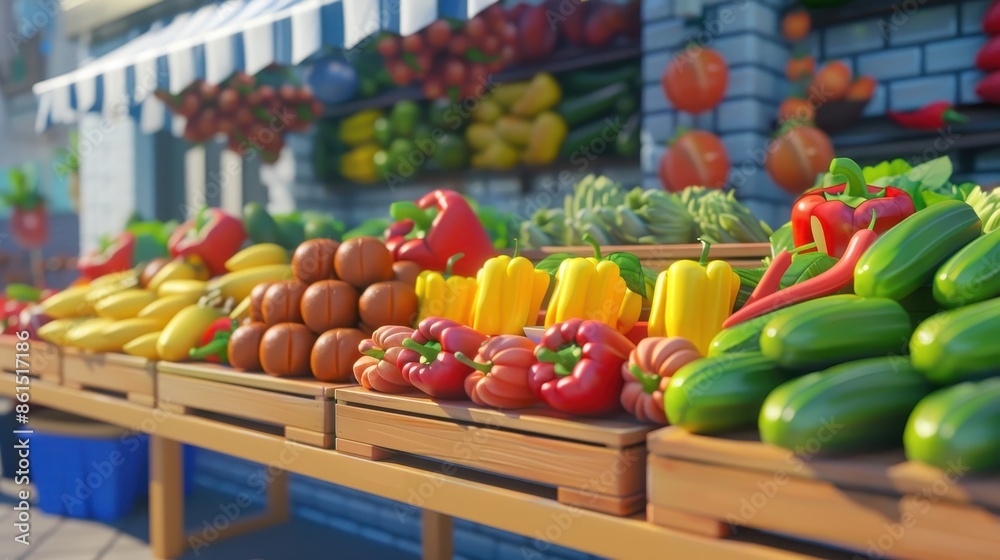 Market stand replete with healthy foods 