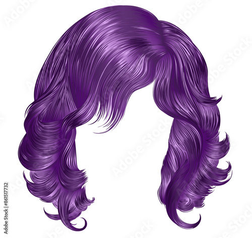 trendy woman disheveled hairs violet colors . 
 beauty fashion .