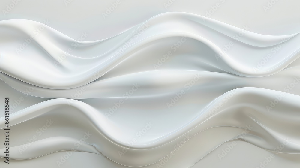Fototapeta premium Clean white wave patterns merge effortlessly with a pristine background, illustrating simplicity and sophistication