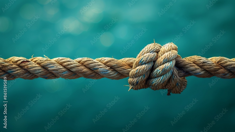 Close-up of a knot tied in a thick rope over water Close-up of a knot tied in a thick rope over water