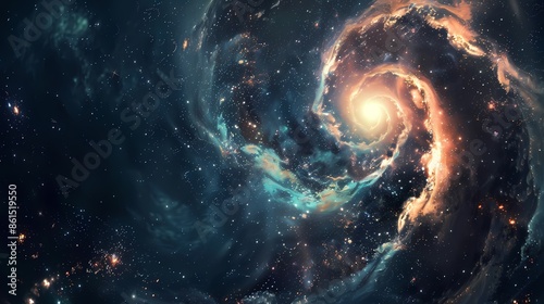 Spiral galaxy with starry light. Stars and Milky way galaxy. Space Background