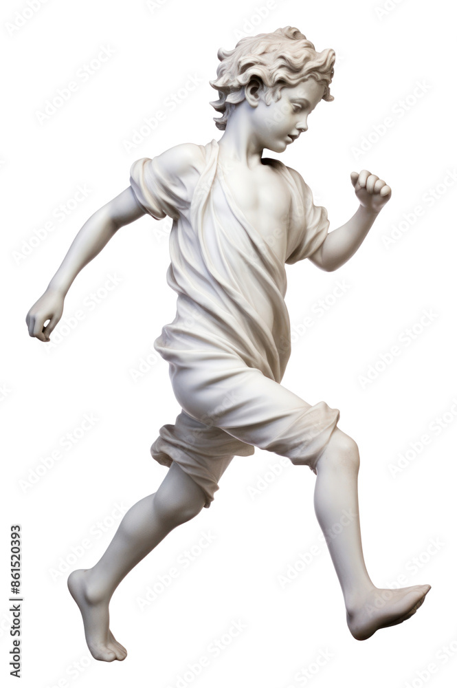PNG Greek sculpture kid running statue white art. PNG Greek sculpture kid running statue white art.