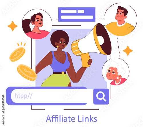 Influencer Marketing. Flat Vector Illustration