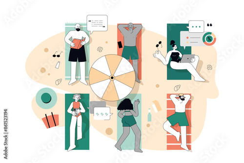 Summer Activities. Flat Vector Illustration