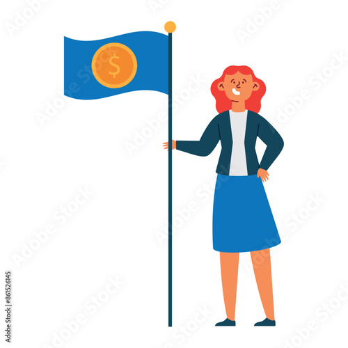 businesswoman with salary equality flag