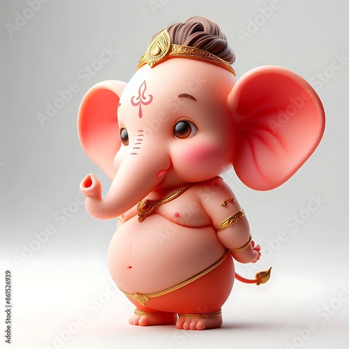 Cute 3d Ganesha, Ganpati, Ganesh Chaturthi, Bal Ganesh, isolated, white background photo