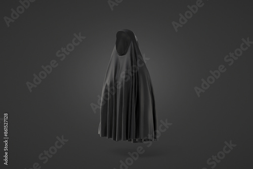 Bild auf Leinwand Blank black female chador mockup, dark background