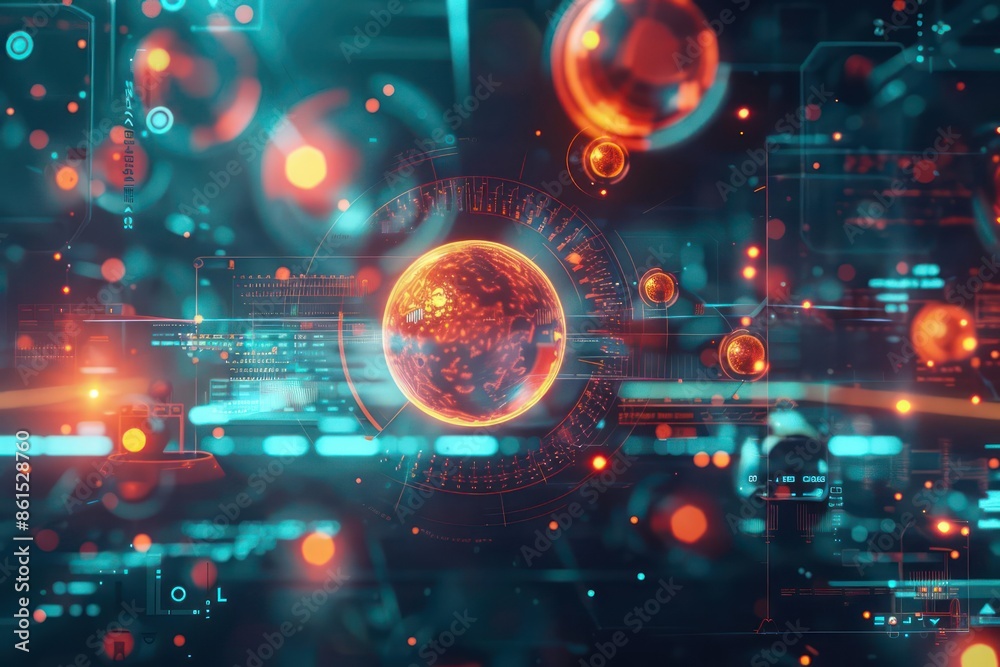 Obraz premium Futuristic interface for overseeing coagulation processes with glowing elements and space for text