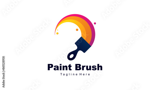 Brush and paint with full color with minimalist design style logo