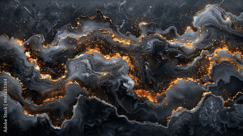 Obraz premium Abstract luxury elegant texture. Deep color and gold stone background. Golden elements, particles. Template poster invitation flyer banner email header social media. Horizontal. Generative Ai content