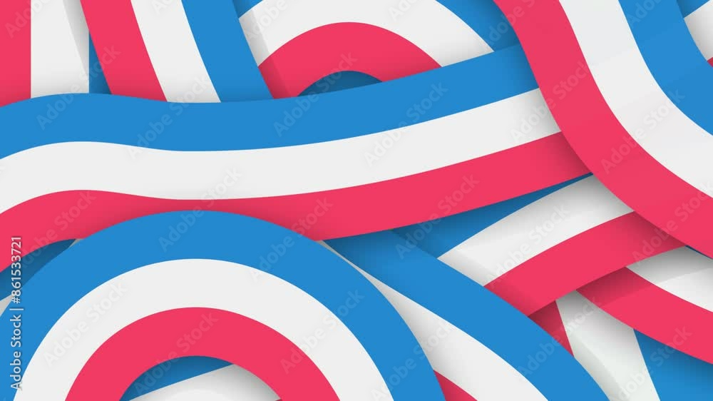 Dynamic video transition featuring threads in red, white, and blue colors. This vibrant and engaging animation adds a creative and festive touch to your videos, ideal for events, holidays, and themed 