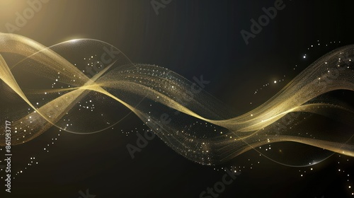 Abstract Golden Wave with Glittering Particles photo