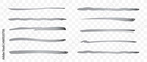 ペンで描いたシルバーのアンダーラインブラシセット