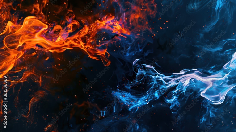 Clash of Fire and Ice: A Dynamic Abstract Composition Clash of Fire and Ice: A Dynamic Abstract Composition