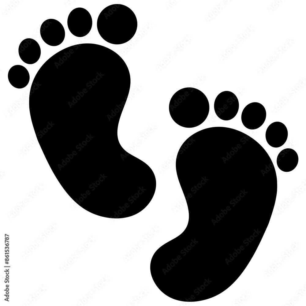 Baby footprint on white background
