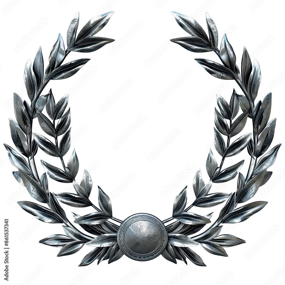 Laurel Wreath silver isolated on white background Laurel Wreath silver isolated on white background