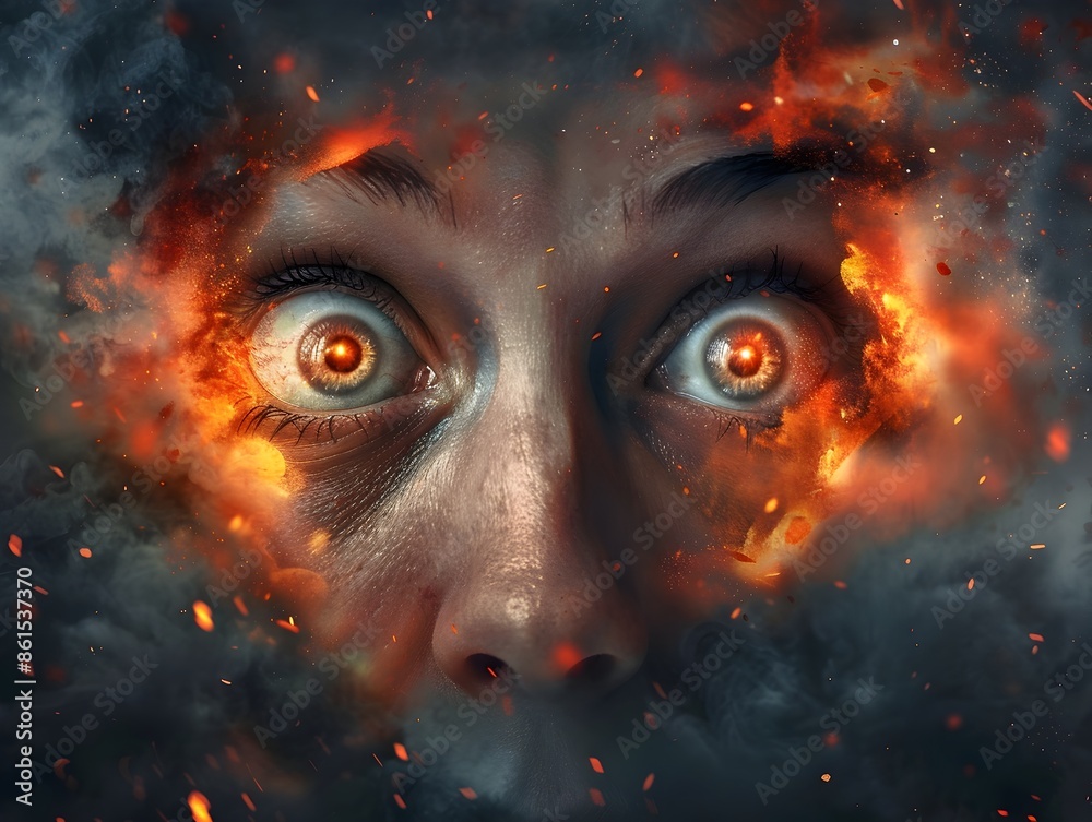 Dramatic Shock and Awe Intense Emotional Expression Amid Apocalyptic Chaos