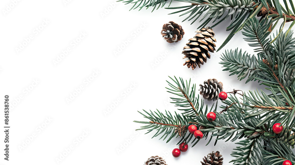 Merry Christmas Banner with Blank Space for Text, Isolated on White Background Merry Christmas Banner with Blank Space for Text, Isolated on White Background