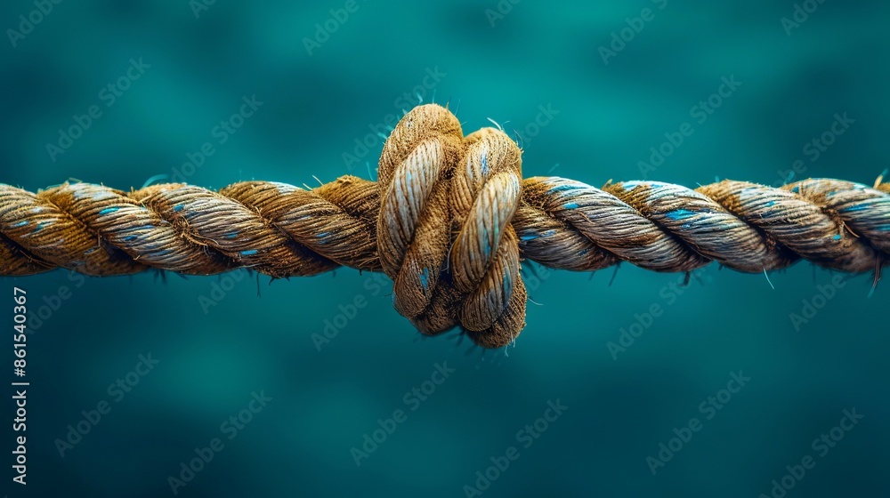 Close-up of a knotted rope in the ocean Close-up of a knotted rope in the ocean
