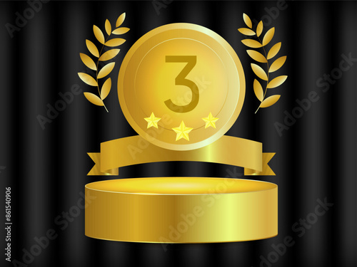 award bronze medal for 3rd place on the gold pedestal