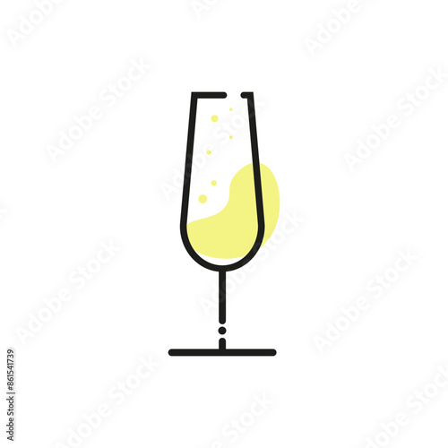 Glass of champagne, alcohol, liquor, bar, restaurant, cocktail, vector illustration, vector