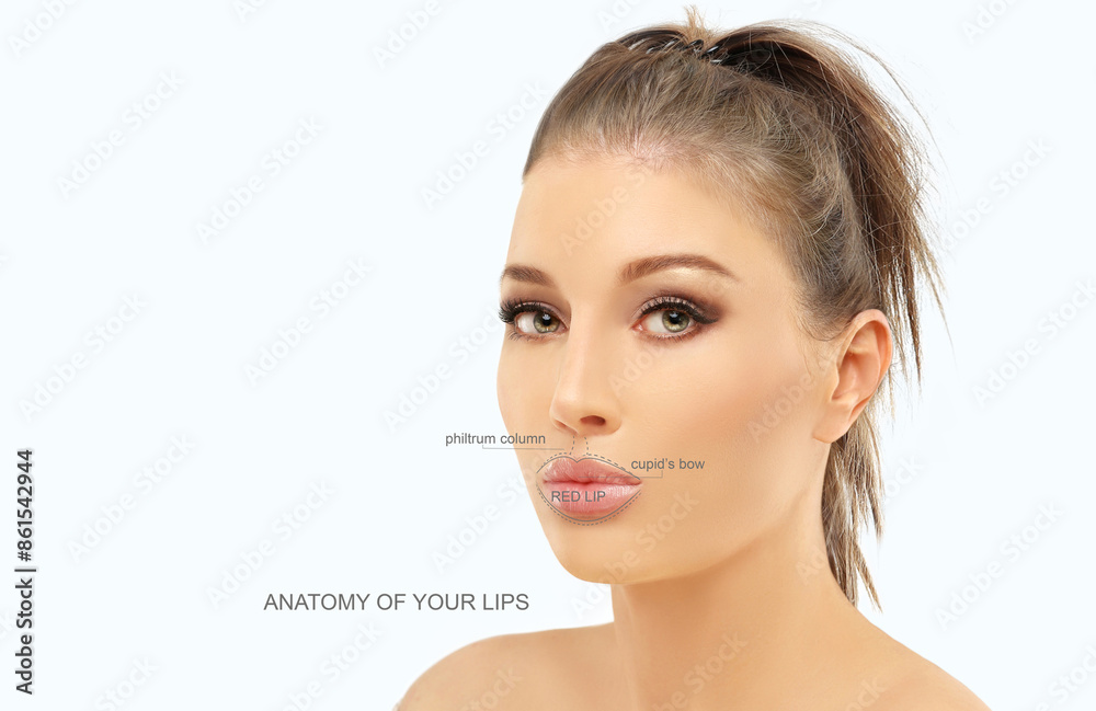 Fototapeta premium lip anatomy, cosmetology for lip shape correction