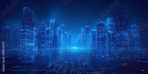 Futuristic Cityscape with a Digital Glow