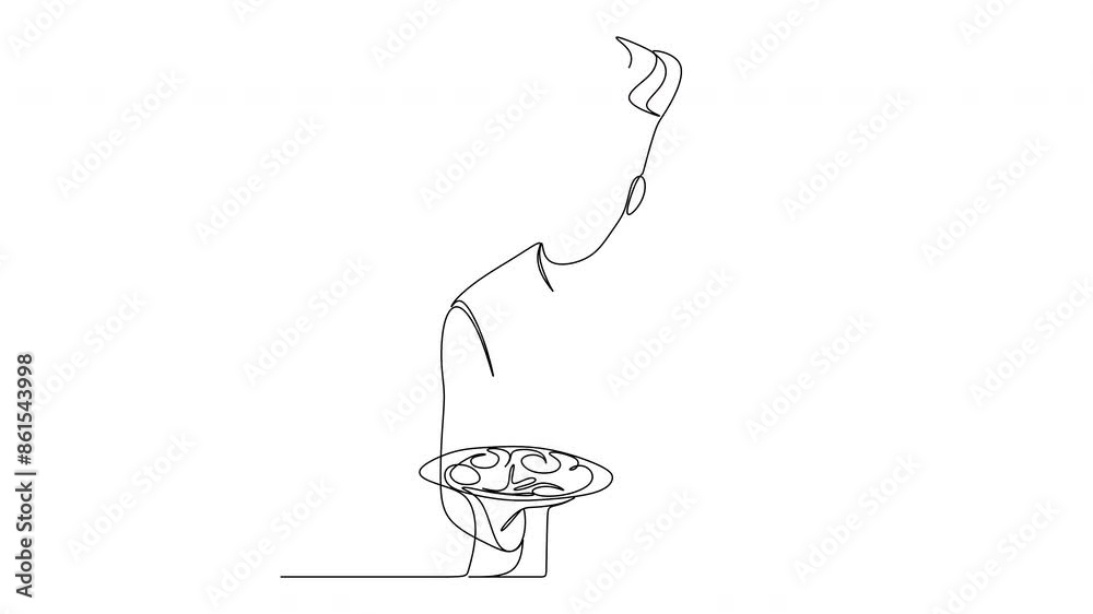 Line drawing of a chef. Vector illustration. Kitchen Line drawing of a chef. Vector illustration. Kitchen