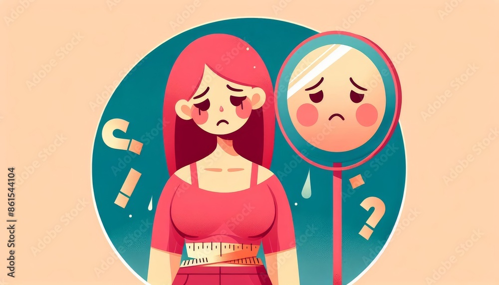 Young Girl Struggles with Body Image and Self-Esteem Issues Young Girl Struggles with Body Image and Self-Esteem Issues