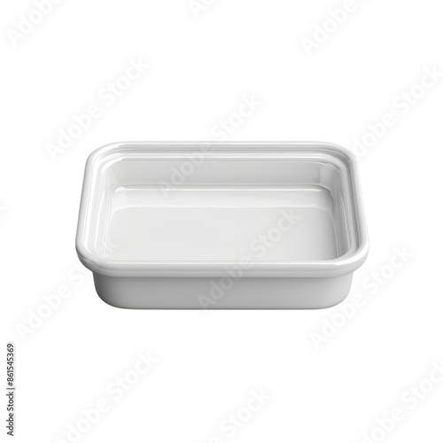 Small white rectangular dish on transparent background clipart for tableware © Sippung