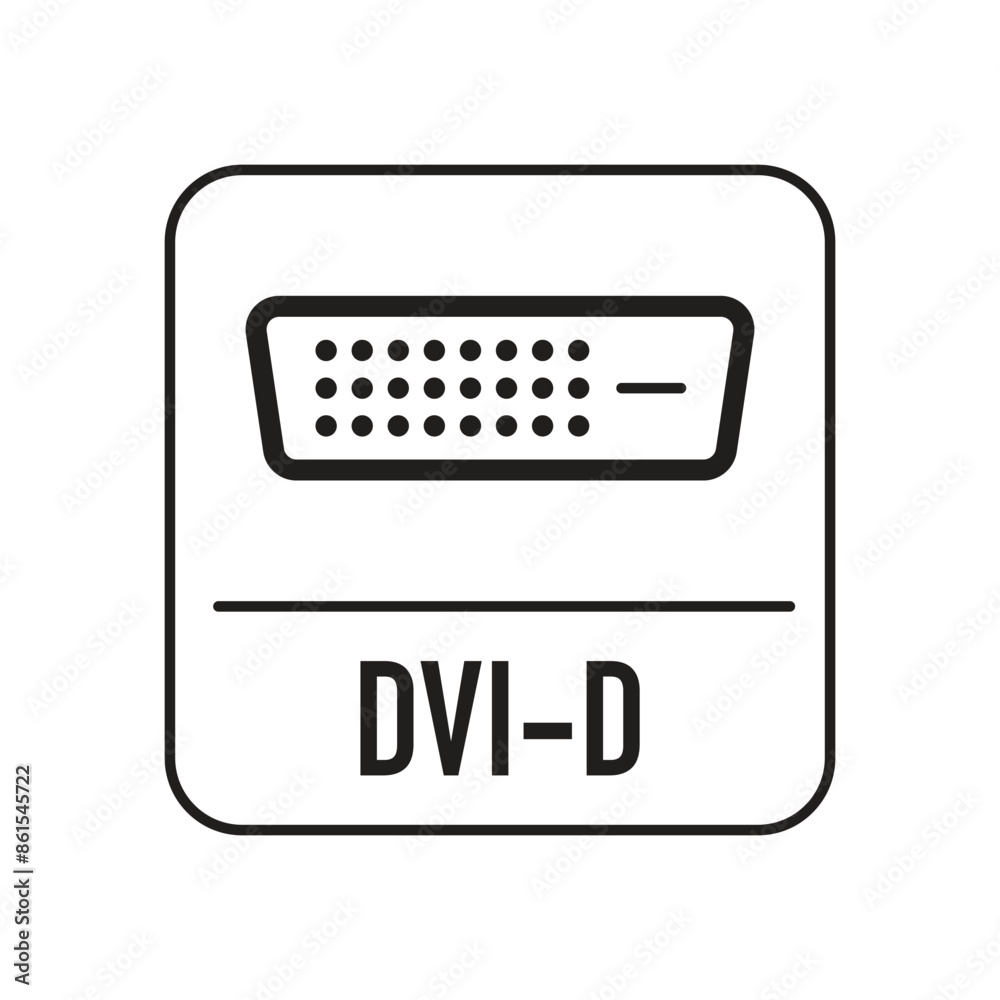 DVI-D icon, cable input, vector illustration. DVI-D icon, cable input, vector illustration.