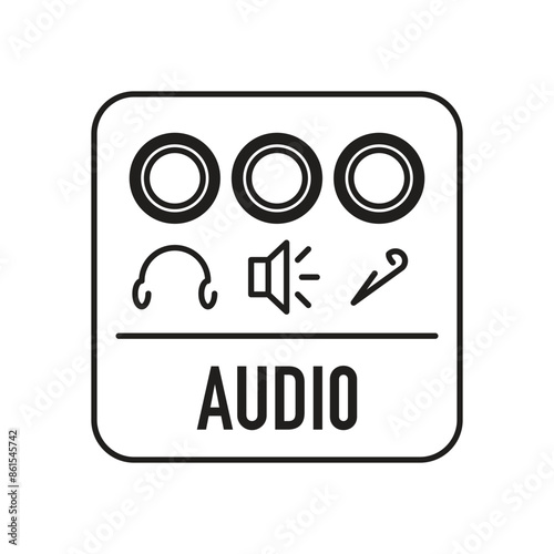 Icon of input for mini-jack 3.5, output for headphones, microphone, etc., vector illustration.