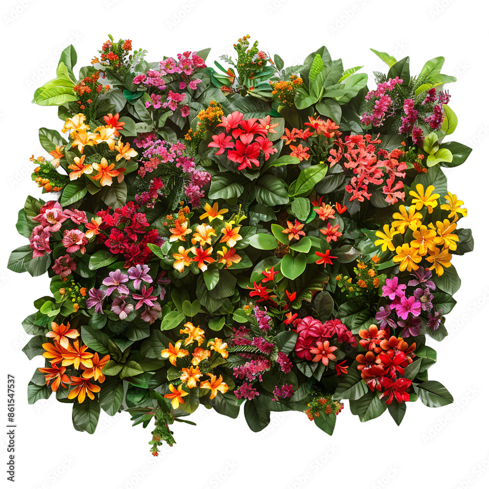 [Transparent Background PNG]A beautiful flower wall made of various tropical flowers