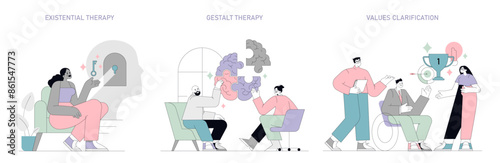 Humanistic Psychology. Flat Vector Illustration