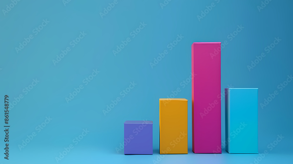 Colorful bar graph, concept of business growth Colorful bar graph, concept of business growth
