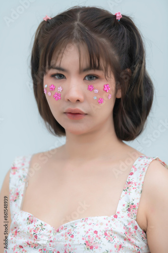 Close up beautiful asian woman,Kawaii girl style,