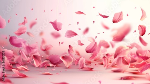 Pink petals flying in the air © AlfaSmart