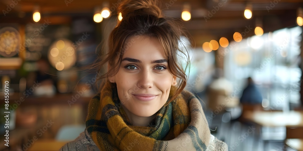 Cheerful individual wearing a long scarf, smiling in a relaxed or creative environment. Concept Fashionable Scarf Styles, Smiling Portraits, Creative Backdrops, Relaxing Poses Cheerful individual wearing a long scarf, smiling in a relaxed or creative environment. Concept Fashionable Scarf Styles, Smiling Portraits, Creative Backdrops, Relaxing Poses