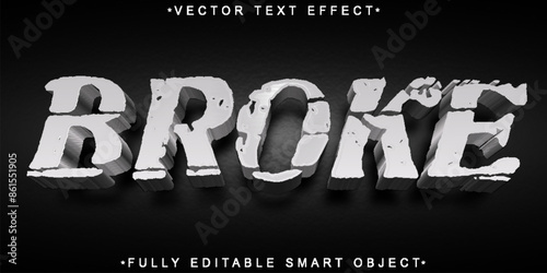 White Broke Vector Fully Editable Smart Object Text Effect