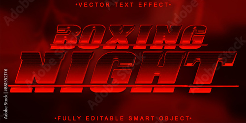 Red Boxing Night Vector Fully Editable Smart Object Text Effect