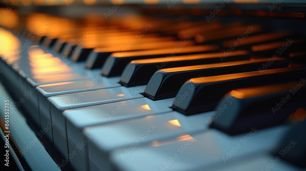 custom made wallpaper toronto digitalA visually compelling angle view of piano keys under ambient lighting, the image highlights the elegant design and craftsmanship of this beloved musical instrument.