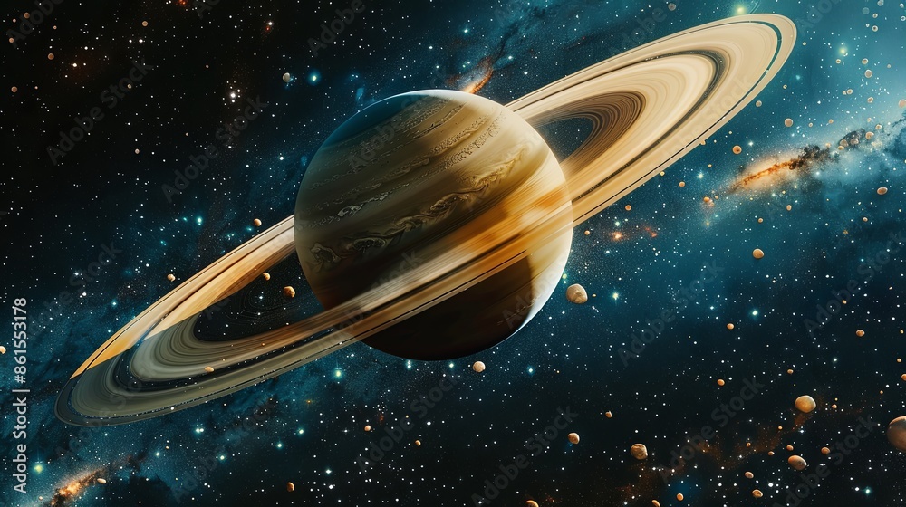 Cinematic Close up of Saturn in deep space Cinematic Close up of Saturn in deep space