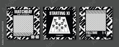 Sport Social Media Post Template , Football Match Day , Starting 11 , Starting Eleven , Full time